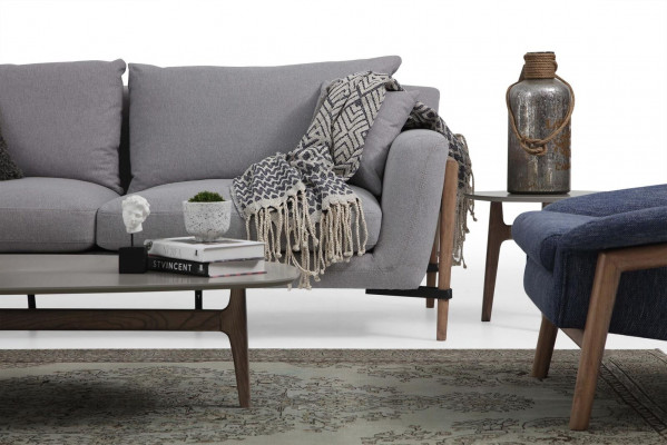 Bankstel 4-zits fauteuil vierzitter stoffen banken modern ontwerp grijs