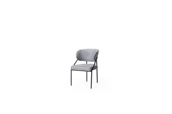 Grijze gestoffeerde eetkamerstoel Ontwerperstoelen Metalen frame Luxe meubels