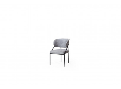 Grijze gestoffeerde eetkamerstoel Ontwerperstoelen Metalen frame Luxe meubels