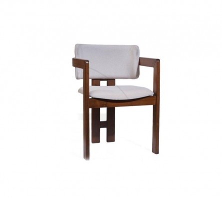 Wit-bruine eetkamerstoel ontwerper gestoffeerde stoel Moderne fauteuil van één persoon.