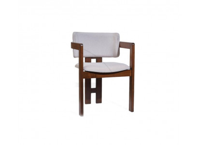 Wit-bruine eetkamerstoel ontwerper gestoffeerde stoel Moderne fauteuil van één persoon.