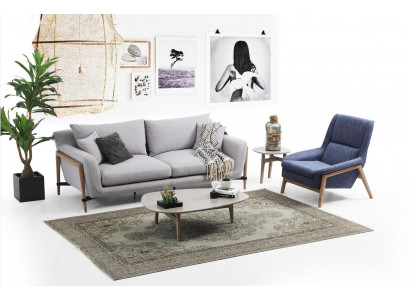 Bankstel 3-zits fauteuil Driepersoons stoffen banken Modern design Grijs