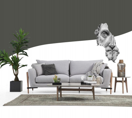 Bankstel 3-zits fauteuil Driepersoons stoffen banken Modern design Grijs