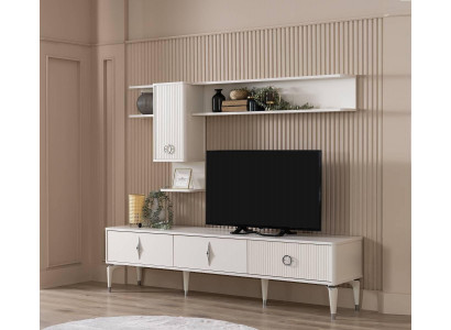 Volledige tv-standaardkast RTV Lowboard woonkamer planken wit hout