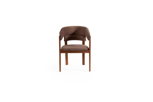 Bruine designer stoel eetkamerstoelen textielstoel designer houten poten