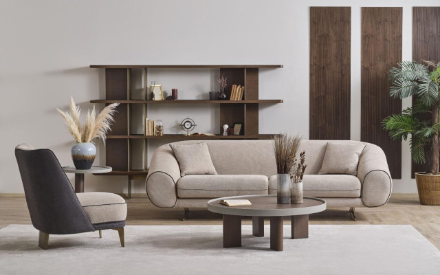 Woonkamer meubelontwerper 3+1 zits luxe fauteuil salontafel bijzettafel