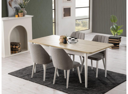 Eetkamerset Eetkamer Eettafel Set 7-delige Eetkamer Wit Hout