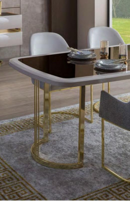 Nobel eetkamerset Luxe glazen tafel Roestvrijstalen stoelen Modern 7-delig set