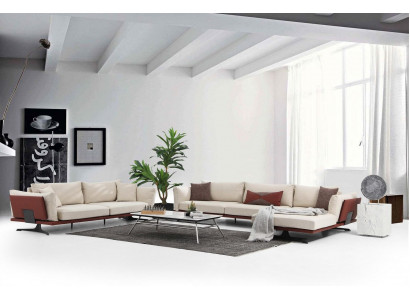 Sofaset hoekbank L-vorm 2-zits Beige Modern Stoffen bankstel met hoek