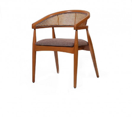 Bruine luxe stoel met houten frame eetkamer designerstoelen met armleuningen.