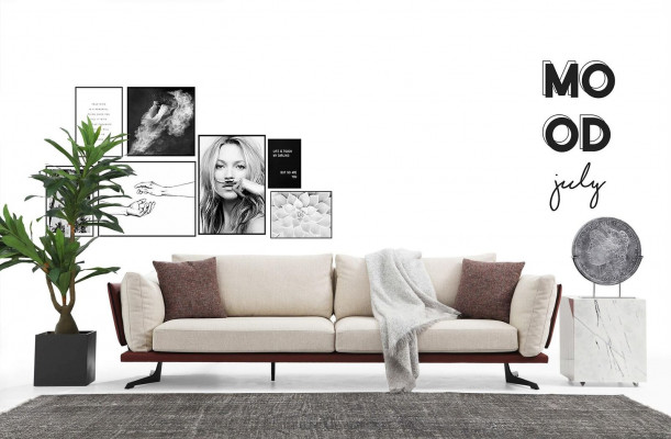 Vierzitsbank 4-zits Stof Beige Modern Ontwerp Woonkamer Luxe