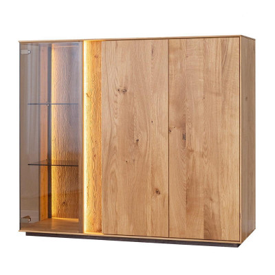 Lichtbruine vitrine ontwerper eetkamer dressoir houten kasten LED-kast