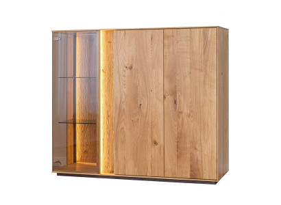 Lichtbruine vitrine ontwerper eetkamer dressoir houten kasten LED-kast