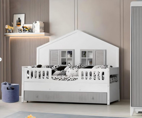Modern kinderbed Grijs kleur Luxe ontwerp Meubels voor de allerkleinsten