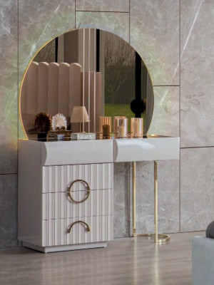 Complete slaapkamer set bed kaptafel hout nachtkastjes 4-delig