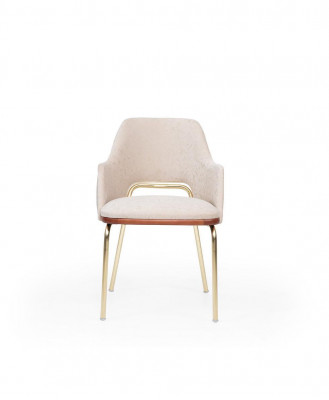Beige roestvrijstalen stoel met metalen frame Eetkamer Eenpersoons luxe stoelen Nieuw