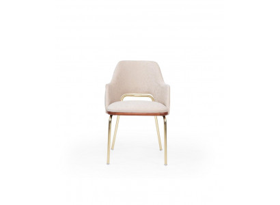 Beige roestvrijstalen stoel met metalen frame Eetkamer Eenpersoons luxe stoelen Nieuw