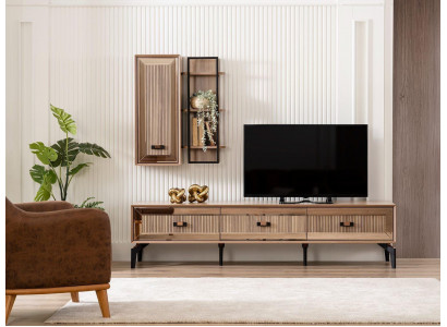 Garnituur tv-standaard kast RTV lowboard woonkamer rekken goud hout