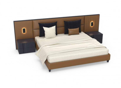 Luxe slaapkamer nachtkastje bedden bed 3-delige designinrichting compleet set