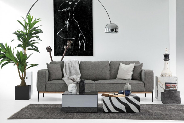 Bankstel 3-zits Fauteuil Driepersoons Stoffen Bankstel Modern Ontwerp Grijs