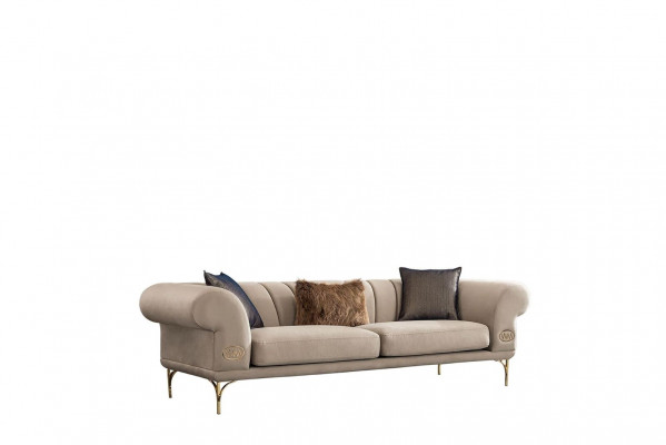 Beige driezits luxe gestoffeerde bankstel woonkamer zitmeubelen 3-zits nieuw