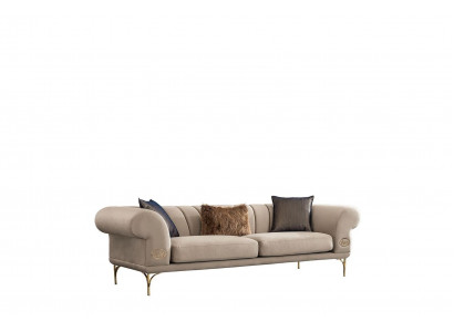 Beige driezits luxe gestoffeerde bankstel woonkamer zitmeubelen 3-zits nieuw