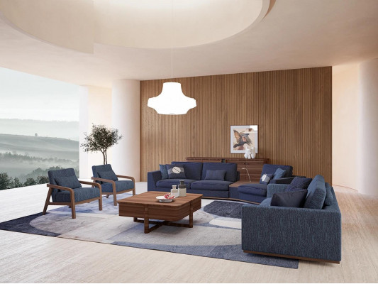 Modern Set Tweezitter Driezitter Bank Bank Luxe Stoffen Bank Design Fauteuil Meubels