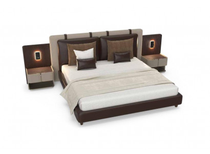 Luxe slaapkamer nachtkastje bedden bed 3-delige complete set design inrichting.
