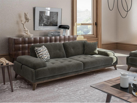 Luxe gestoffeerde bank driezitsbank bank woonkamer inrichting stoffering textiel