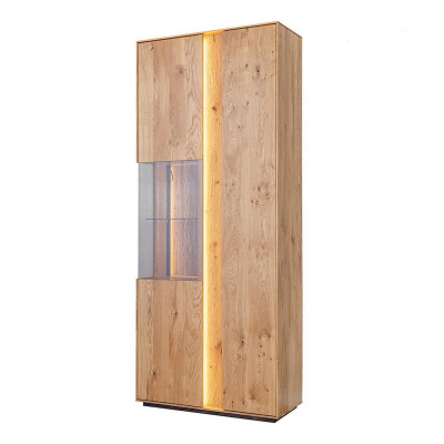 Woonkamer Bruine houten vitrine LED-vitrine Houten kast Glazen kast Nieuw
