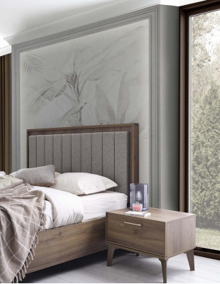 Garnituur Compleet Tweepersoonsbed Hout 5-delige Slaapkamer Bruin Bed Modern
