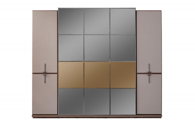 Kledingkast Garderobekast Design Houten kast met spiegel Grijs