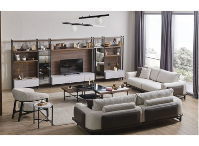 Sofaset 3-zitsbank 3 salontafels Luxe designer woonkamerset