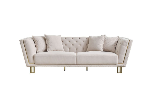 Moderne witte Chesterfield 3-zits woonkamer textiel bank bankstel