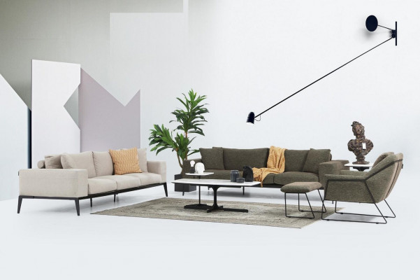 Tweezitsbank 2 zits stof Grijs Modern design Woonkamer Polyester