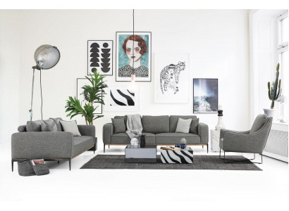Bankstel 431 zitsbank Modern stoff  set Grijs Groep Woonkamer.