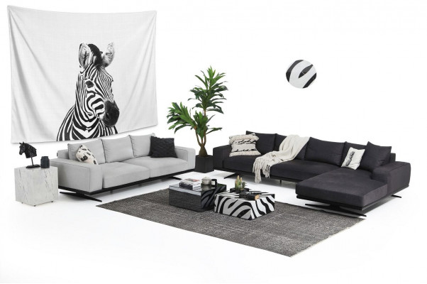 Bankstel Bankstel 2-zits fauteuil Tweezitter Grijs Modern Stoffen Set
