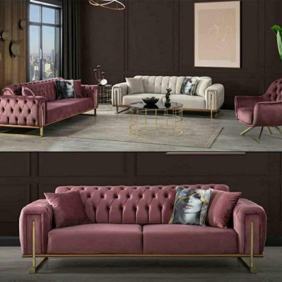 Meubel Woonkamer Multikleur Set 2x 3-zitsbanken en fauteuil 3-delig.