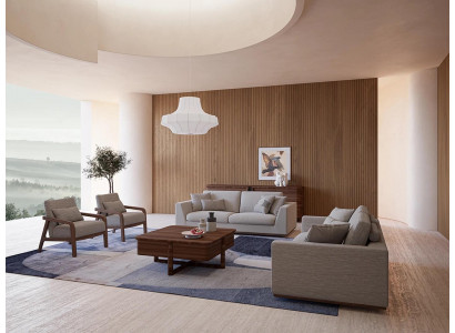 Ontwerp bankstel 3-delig Tweezitsbank Bankstel 2x fauteuil Woonkamer