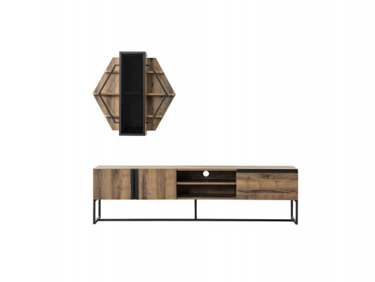 Groep TV-standaard kast RTV Lowboard woonkamer planken bruin hout