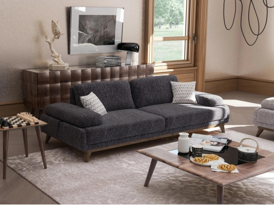 Sofa tweezits gestoffeerde meubels zits bank stof woonkamer banken grijs