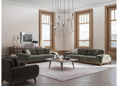 Tweezitsbank en driezitsbank met luxe salontafel, 4-delige bankstel