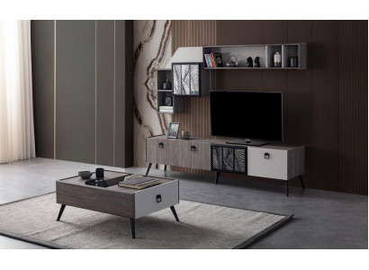 Groep woonkamer tv-standaard wandkasten lowboard Grijs salontafel 3-delig