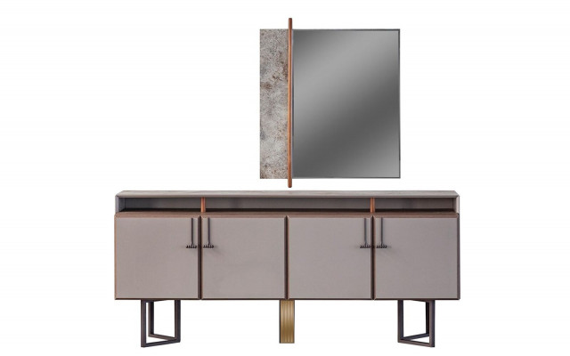 Garnituur dressoir met spiegel dressoir kast houten commode grijs
