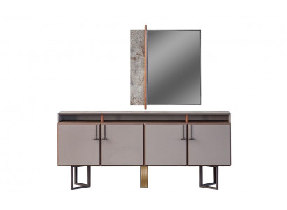 Garnituur dressoir met spiegel dressoir kast houten commode grijs