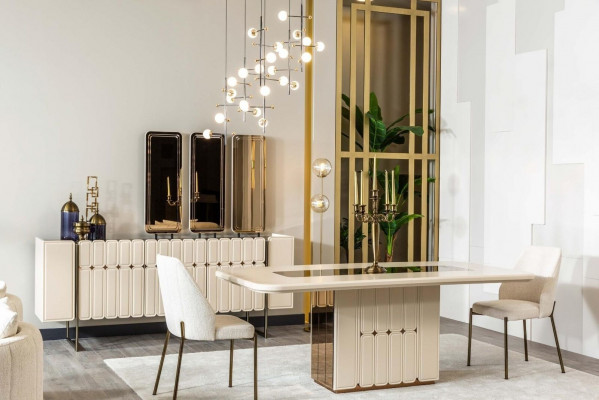 Witte Edle Eetkamergroep Designer Roestvrijstalen Tafel Luxe x6 Stoelen