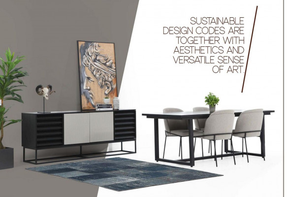 Eethoek Eetkamerset Eetkamer Eettafel Stoelen 7-delig Hout Grijs Set Nieuw