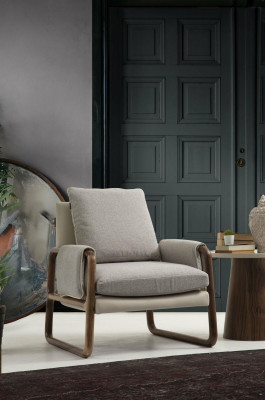 Bankstel 2-zits fauteuil tweezits modern stof grijs set design
