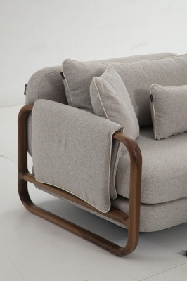 Bankstel 2-zits fauteuil tweezits modern stof grijs set design