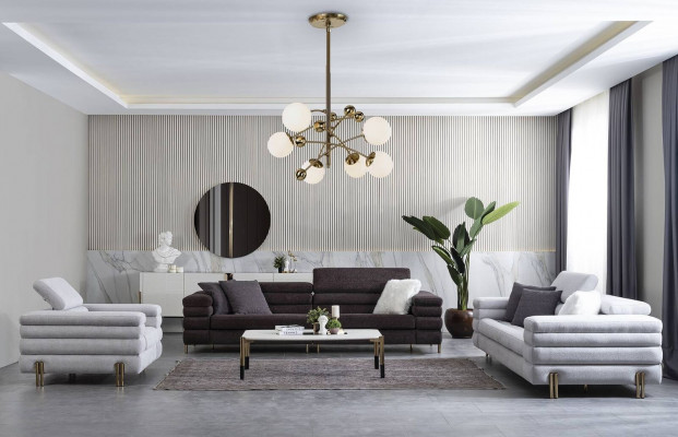 Woonkamer ontwerper bankstel 3+3+1 zits bruin bankstel set